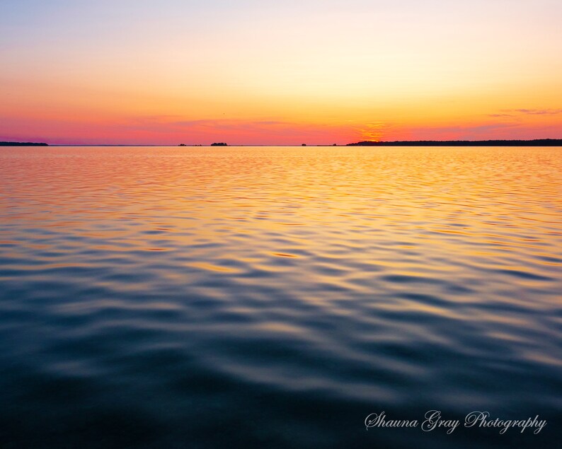 Fine Art Photography Original Water Sunset Lake Simcoe Colourful Modern Photo Print Signed