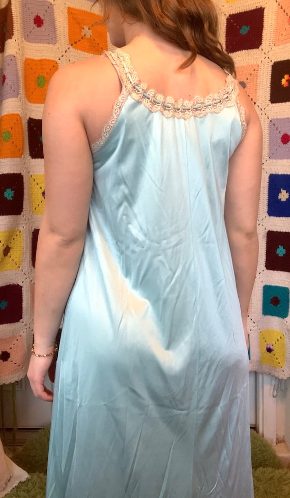 Silk Blue Slip Dress - image 3