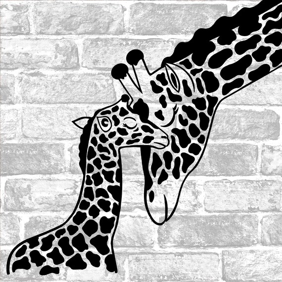 Baby giraffe and mom mum SVG file digital download digital | Etsy