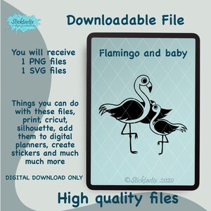 Flamingo baby and mum mom SVG file digital download, digital cut for cricut, silhouette, for decal.