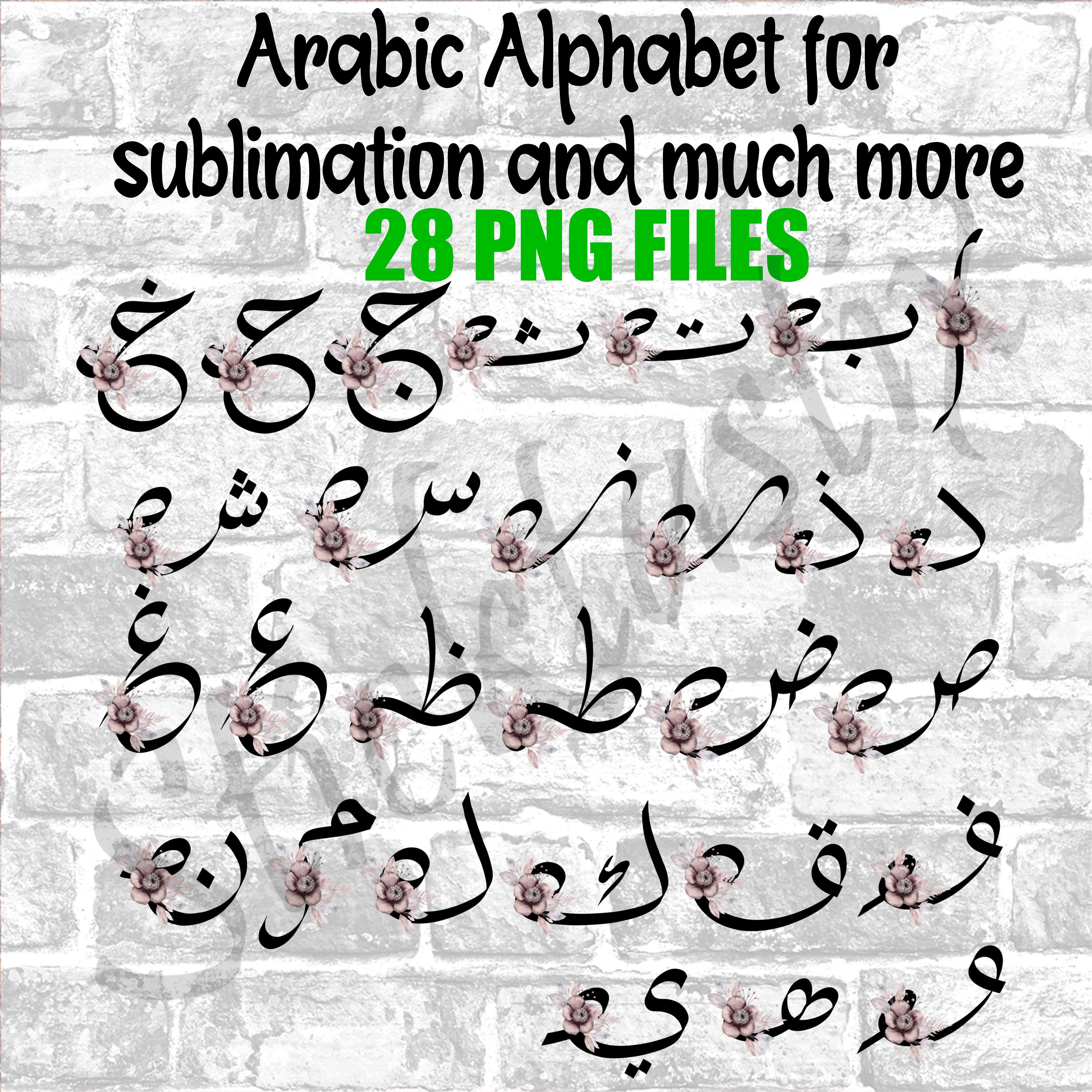 Hand Written Arabic Alphabet PNG Digital Download Files Ideal | Etsy