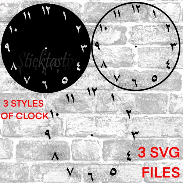 Horloge de numéro arabe SVG VECTOR FILES, Fichiers de téléchargement numérique, Digital Cut For Cricut, Silhouette, pour Décalque, Htv, Vinyle,