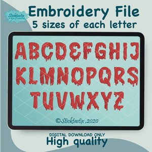 Halloween embroidery design letters spooky slimy blood drip letter 5 sizes available