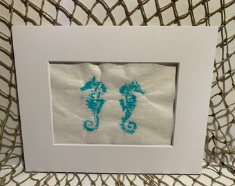 Sea Horse Gyotaku Original Rubbing