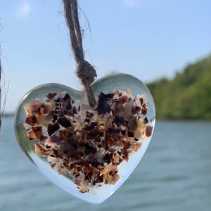 Mother of Pearl Oyster Shell Heart Mirror Charm
