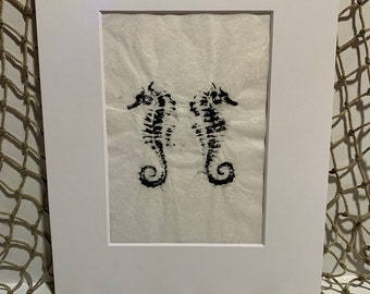 Sea Horse Gyotaku Original Rubbing