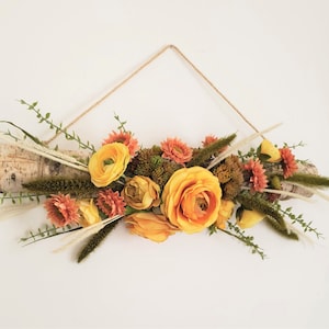 Birch Floral Wall Hanging (Gold/Mauve) - Nursery Décor, Farmhouse, Elegant, Wedding, Flower Arrangement, Baby Bridal Shower, Mother&#39;s Day