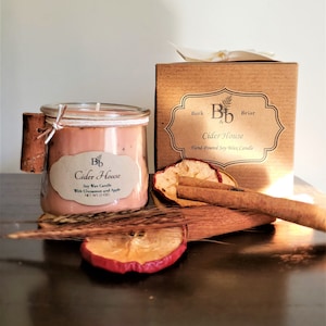 Soy Wax Candle - Cider House Cinnamon Apple, Essential and Fragrance Oil