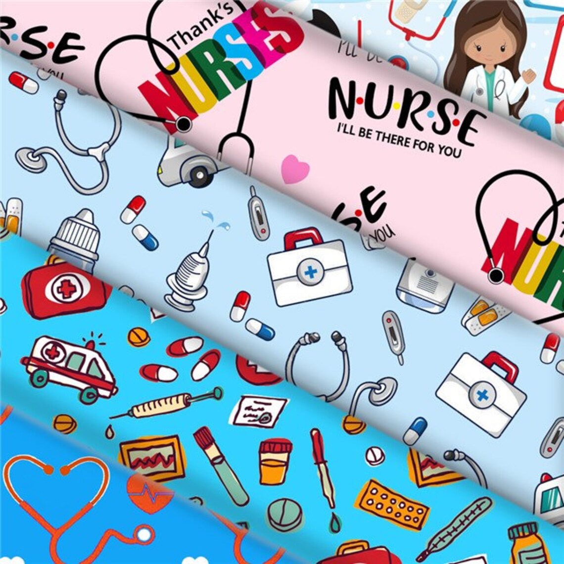 PREORDER 5 Nurse Design Fabric Set Each half A Yard Medical Etsy