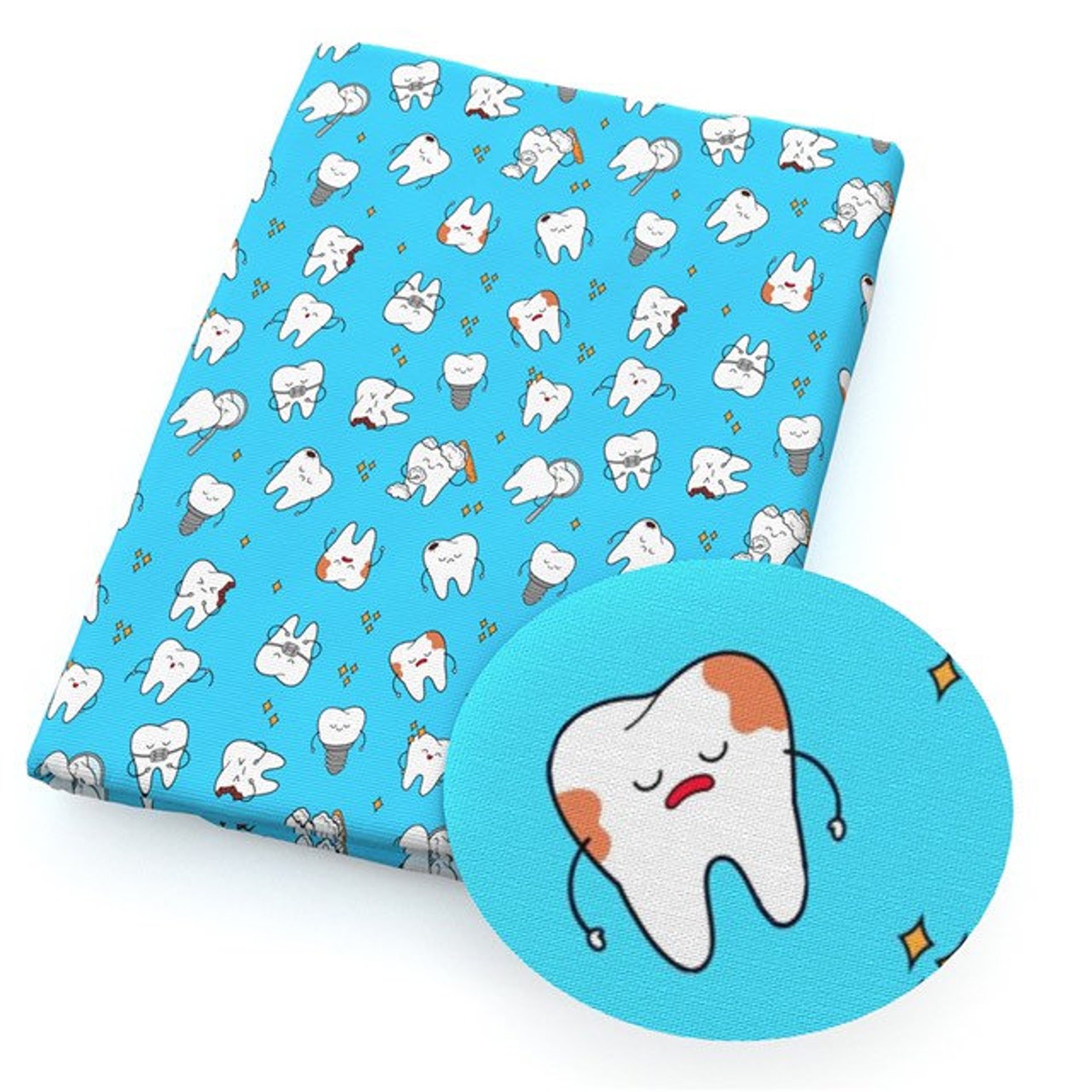 Teeth Fabric Dentist Fabric Half A Yard 100 Cotton Fabric Etsy