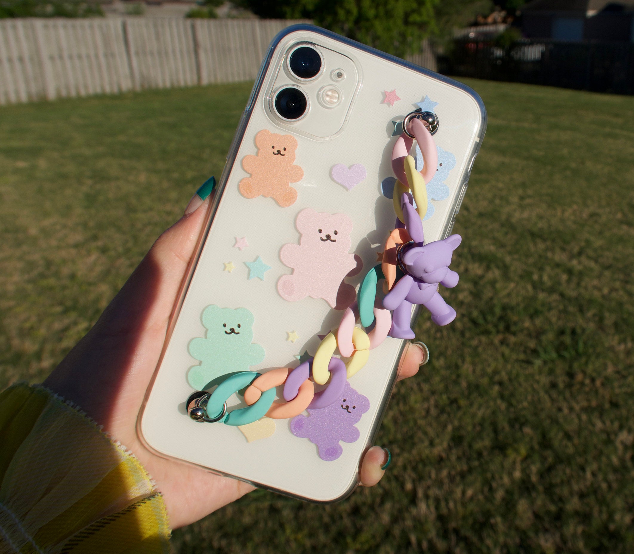 Chain IPhone Case/ Cartoon Bear Print Phone Case/ Keychain Etsy