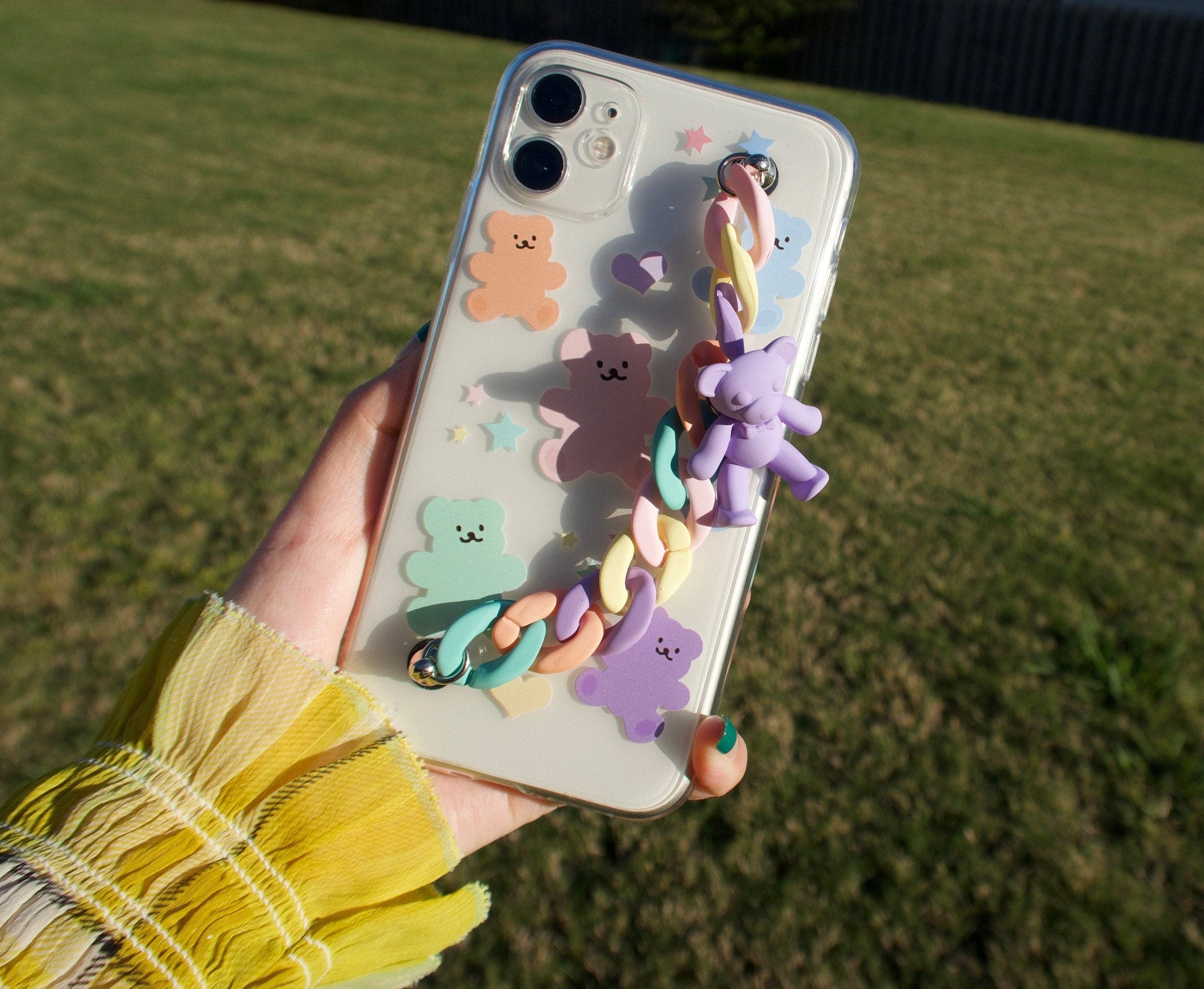 Chain IPhone Case/ Cartoon Bear Print Phone Case/ Keychain Etsy