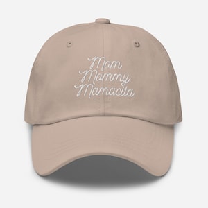 Beige &quot;Mom, Mommy, Mamacita&quot; Embroidered Hat – Neutral & Chic Gift for Moms cute trendy love island