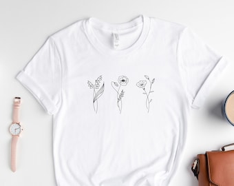 Custom Birth Month Flower Sweatshirt, Birthday Flower Shirt, Birth Month Flower Shirt, Customized Birthday Month Shirt, Trendy Shirts
