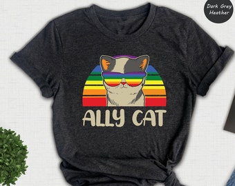 LGBT Ally Cat Shirt, Lgbt Ally Shirt, Lgbtq Support Tee, Ally Cat Shirt, Lgbtq Gift, Pride Ally Shirt, Pride Cat Shirt, Gay Pride Shirt