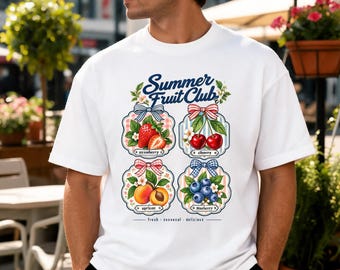 Summer Fruit Club Tee with Colorful Mason Jar Art