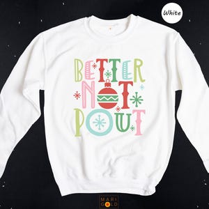 Better Not Pout Shirt, Retro Christmas Tee, Funny Holiday Shirt, Cute Xmas Gift for Women, Santa Ornament Graphic Tee image 8