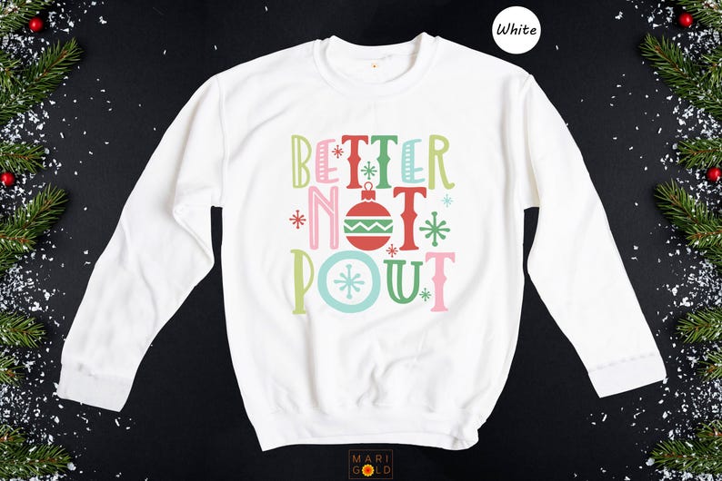 Better Not Pout Shirt, Retro Christmas Tee, Funny Holiday Shirt, Cute Xmas Gift for Women, Santa Ornament Graphic Tee image 8