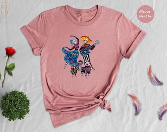 Dancing Skeletons Shirt: Dia de los Muertos, Halloween Cotton Tee