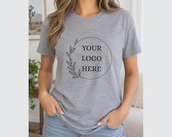 Personalized Logo T-Shirt with Minimalist Botanical Circle Design