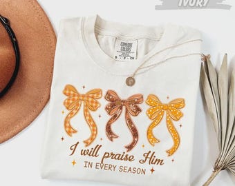Comfort Colors® Christian bow shirt Christian Bow T-Shirt with I Will Praise Him Message Tee