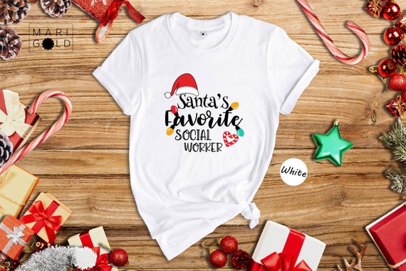 Santa's Favorite Social Worker Santa Claus Hat Christmas T-Shirt Santa's Favorite Social Worker Santa Claus Hat Christmas T-Shirt