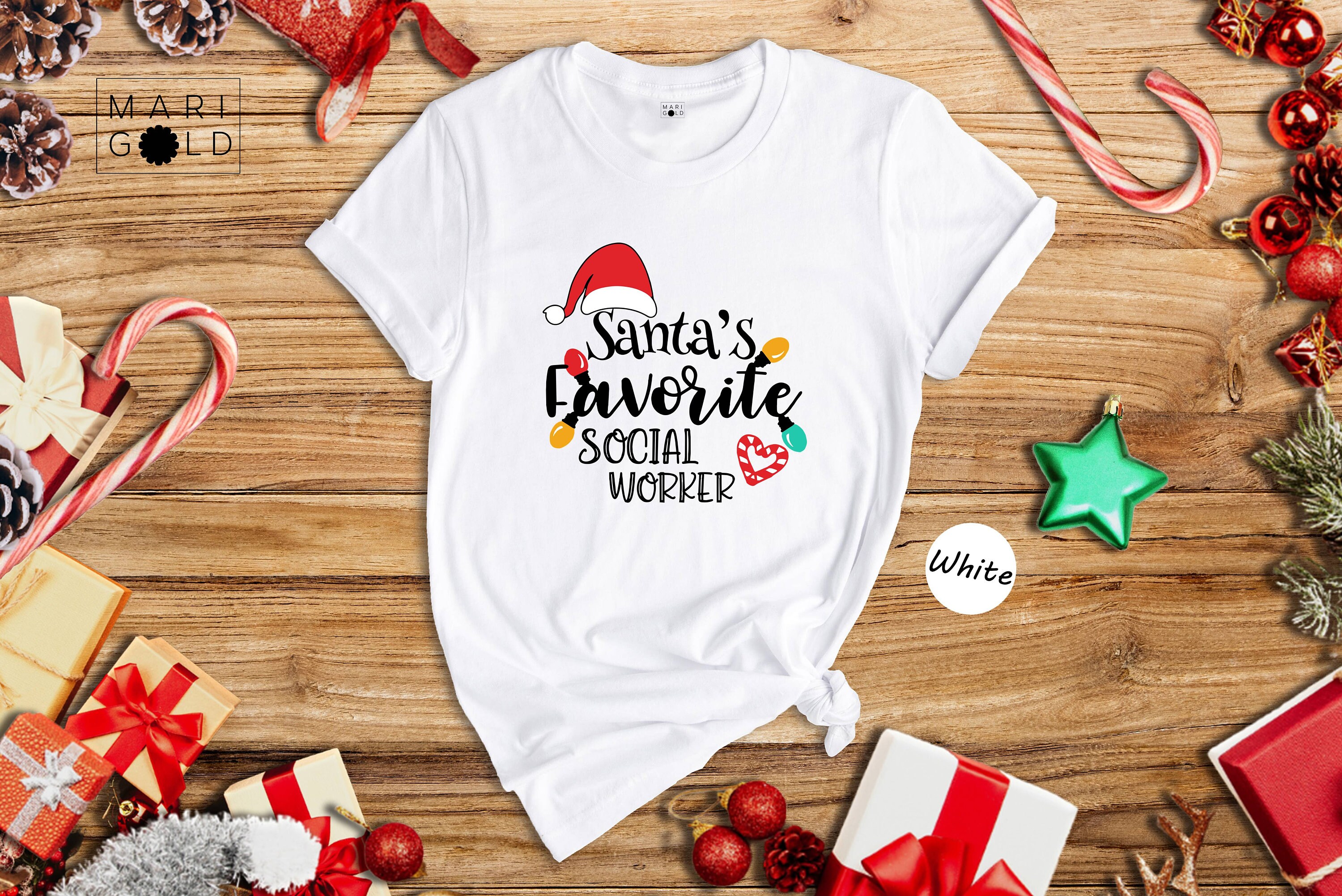 Santa's Favorite Social Worker Santa Claus Hat Christmas T-Shirt Santa's Favorite Social Worker Santa Claus Hat Christmas T-Shirt
