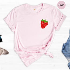 Pocket Strawberry T-Shirt, Summer Fruit Tee