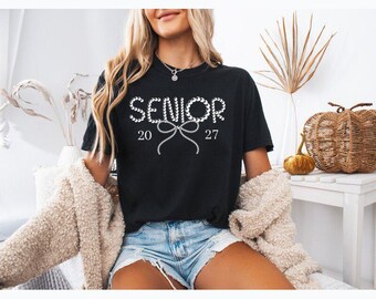 Comfort Colors® Senior 2027 Bow T-Shirt, Class of 2027 Coquette Style Graduation Tee, Senior Year Shirt Gift