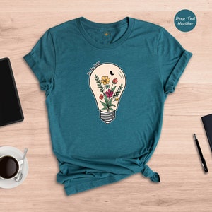 Be the Light Shirt, Floral Lightbulb Shirt, Inspirational Quotes, Positive Vibes, Positive Life Shirt, Mental Health Shirt