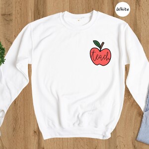 Teach Apple Pocket Shirt, Cute Teacher Gift Tee, Minimalist Apple Graphic T-Shirt, Back to School Shirt for Teachers bild 8