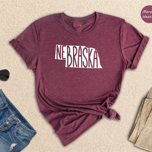 Nebraska State Shirts, Nebraska State Map Shirt, Nebraska Travel Gifts, Nebraska Clothing, Nebraska Sweatshirt, Nebraska Apparel