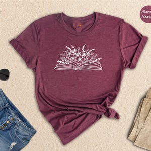 Floral Book T-Shirt, Bookworm Gift, Librarian Tee