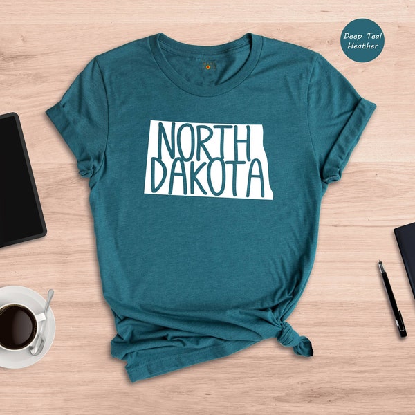 North Dakota State Shirts, North Dakota State Map Shirt, North Dakota Travel Gifts, North Dakota Clothing, North Dakota Sweatshirt