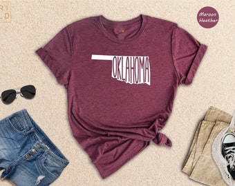 Oklahoma State Shirts, Oklahoma State Map Shirt, Oklahoma Travel Gifts, Oklahoma Clothing, Oklahoma State Sweatshirt, Oklahoma Apparel