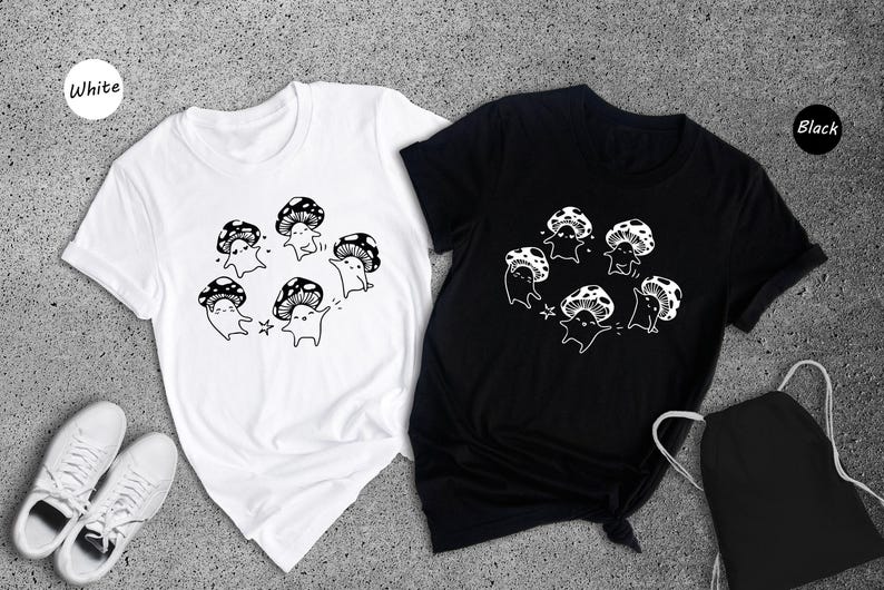 Dancing Mushrooms T-Shirt: Kawaii Mushroom Lover Gift image 2