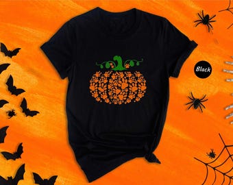 Chemise pour chien citrouille à imprimé patte : t-shirt d'Halloween rétro
