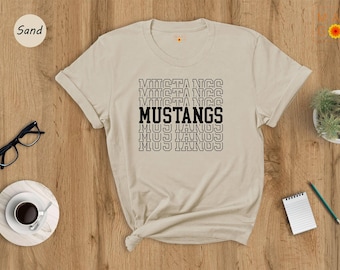 Mustangs Retro Stacked Shirt, School Mascot Spirit Tee, Game Day Football Shirt