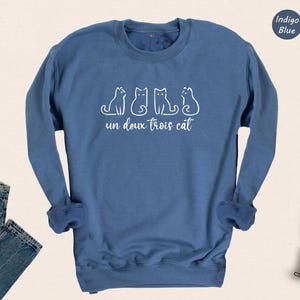 Un Deux Trois Cat Shirt - French Cat Lover T-Shirt image 8