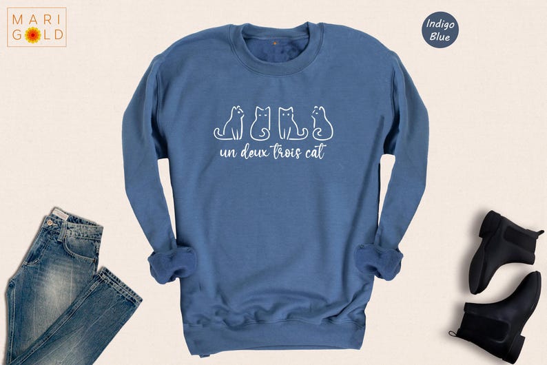 Un Deux Trois Cat Shirt - French Cat Lover T-Shirt image 8
