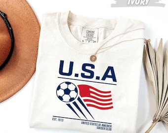 Comfort Colors™ USA Soccer Shirt, Retro United States Soccer Club Est 1913 Tee, Patriotic Football Gift