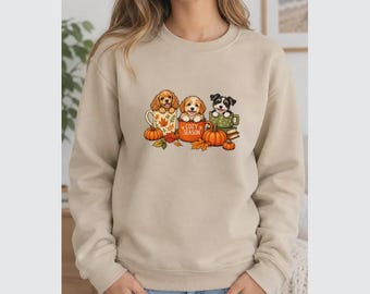 Cozy Season Dog Pumpkin Sweatshirt, Autumn Fall Crewneck for Dog Lovers