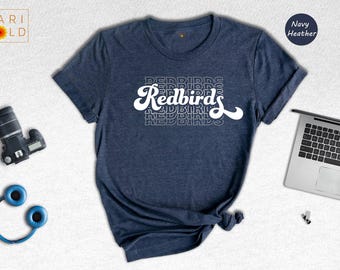 Retro Redbirds Shirt, School Mascot Tee, Team Spirit Shirt, Game Day Shirt for Mom, Redbirds Pride T-Shirt