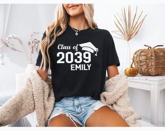 Comfort Colors® Class of 2039 Custom Name Graduation T-Shirt Personalized Senior Grad Tee Gift