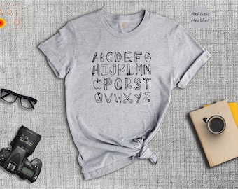 Alphabet Doodle Teacher T-Shirt: Elementary School Gift