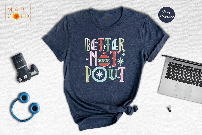 Better Not Pout Shirt, Retro Christmas Tee, Funny Holiday Shirt, Cute Xmas Gift for Women, Santa Ornament Graphic Tee image 5
