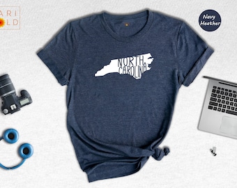 North Carolina State Shirts, North Carolina State Map Shirt, North Carolina Travel Gifts, North Carolina Clothing, North Carolina Sweatshirt