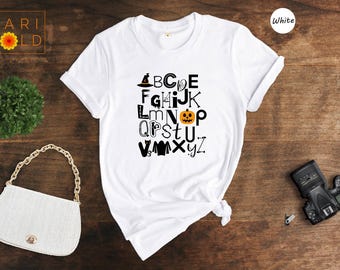 Alphabet Halloween Teacher T-Shirt, Costume Tee