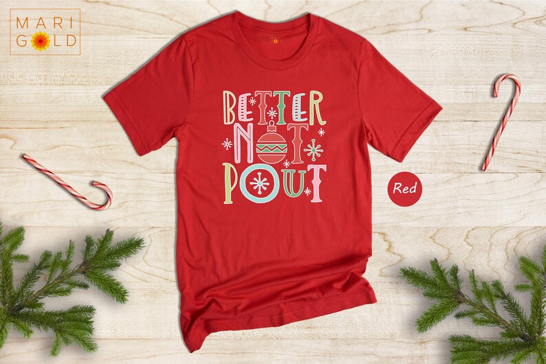 Better Not Pout Shirt, Retro Christmas Tee, Funny Holiday Shirt, Cute Xmas Gift for Women, Santa Ornament Graphic Tee image 7