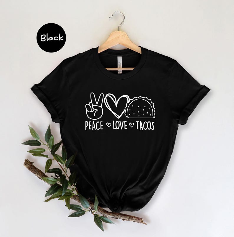 Peace Love Tacos Shirt: Cinco De Mayo Foodie Tee afbeelding 2